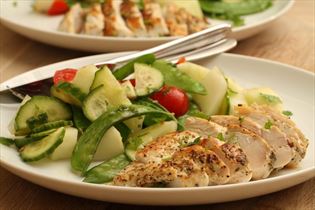 Hähnchen mit Melonensalat Hähnchen mit Melonensalat
