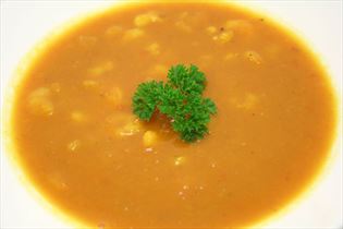 Kürbissuppe mit Garnelen Kürbissuppe mit Garnelen
