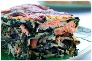 Lachslasagne mit Spinatbechamel Lachslasagne mit Spinatbechamel