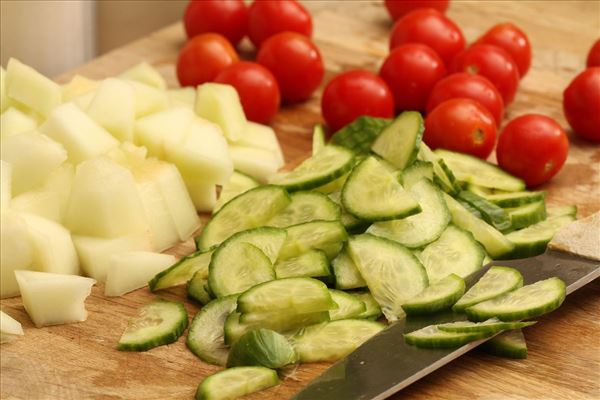 Hähnchen mit Melonensalat