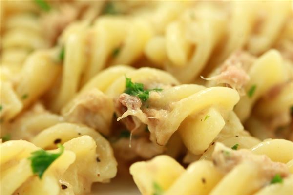 Thun in Pasta mit Petersilie und Knoblauch